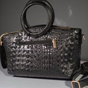 👜🐊 Croc-Embossed Structured Satchel Handbag | New with Strap 🐊👜